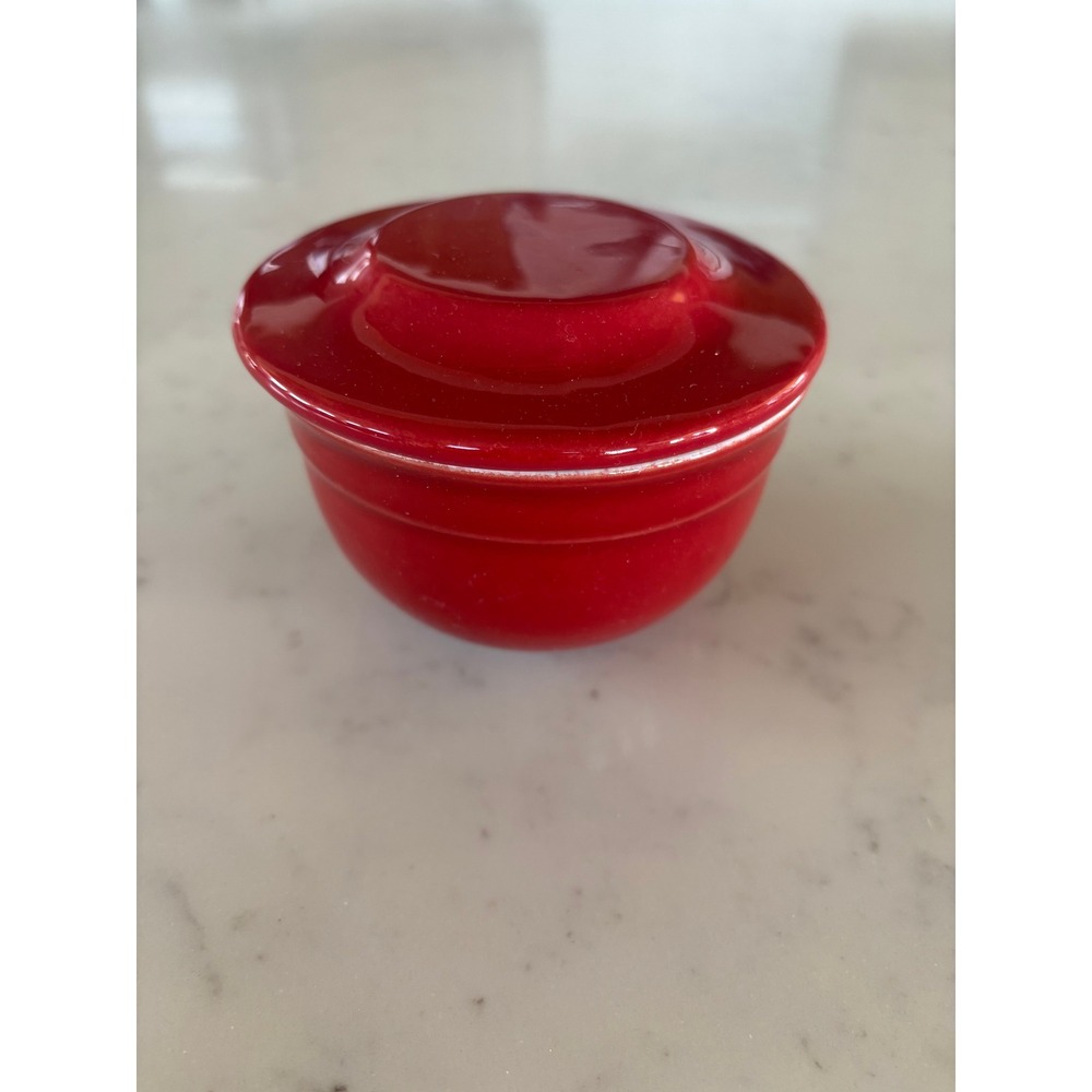 Emile Henry France Red Ceramic Butter Crock Bell Keeper 86.10 Burgundy Clay